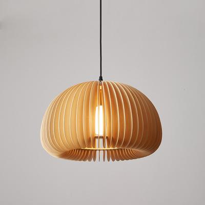 China Japanese style vintage pumpkin pendant lights bed room bedside hanging wood lamp(WH-WP-48) for sale