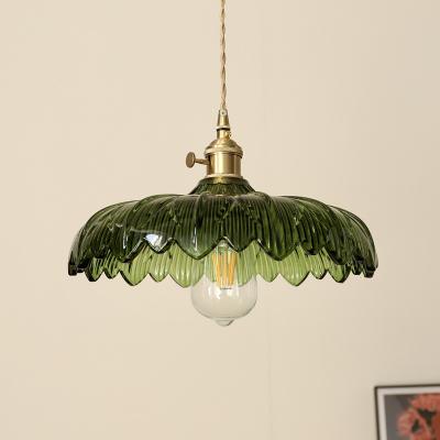 China Modern Glass Pendant Lighting Fixture Luminaire Green Flower Bar Restaurant Hanging Light(WH-GP-107) for sale