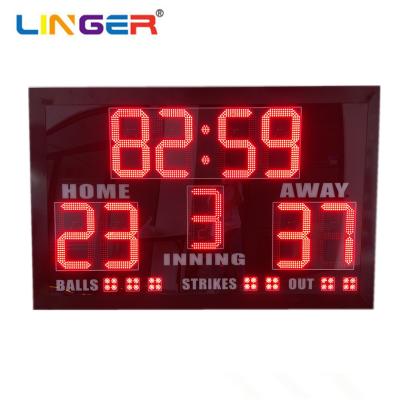 China Red Color LED Baseball Scoreboard Included Free Logo Printing for sale