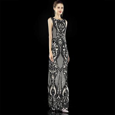 China Anti-wrinkle summer mesh black sequinTight entice vintage fishtails luxury women's party even dress for sale