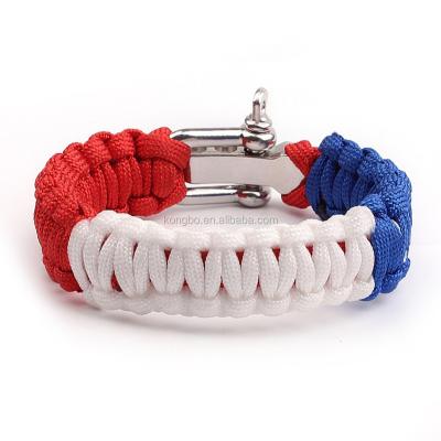 China KongBo Wholesale Outdoor Adjustable Metal Buckle Paracord Wristband Clasp For American Flag KS022 for sale