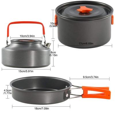 China Kongbo Aluminum Portable Picnic Camping Cookware Set Utensils With Kettle CA002 for sale