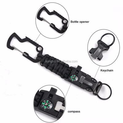 China Multifunctional Paracord KongBo EDC Key Chain 5 in 1 Outdoor Survival 550 Paracord Key Chain for sale