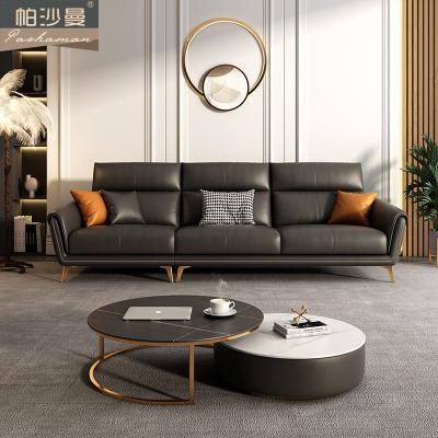 China Small Home First Layer Cow Sofa Light Modern Italian Sofa Set Modern Luxury Modular Leather Sofa Leather Sofa Set for sale