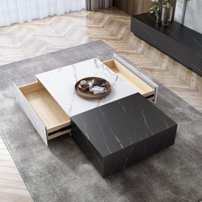 China Best Selling Modern Luxury Rock Slab Round Tea Table Set Combination with TV Stand and Nordic Modern Coffee Table TV Unit Cabinet for sale