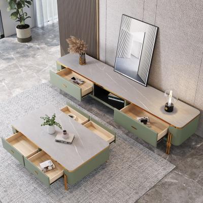 China Modern luxury light wood coffee table best-selling Nordic modern bedroom gold coffee table with Italian TV cabinet for sale