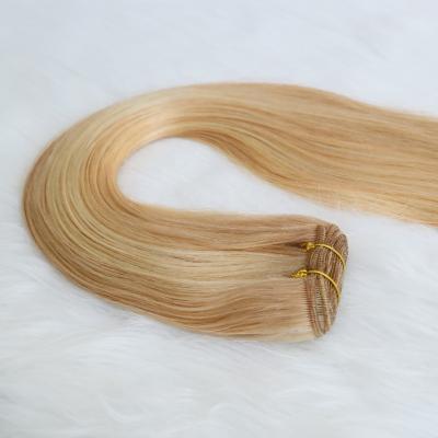 China Jerry Curl Herrera Cheap Raw Human Virgin Russian Blonde Hair Weft , Blonde Hair Weave Extensions Cuticle Aligned Human Hair for sale