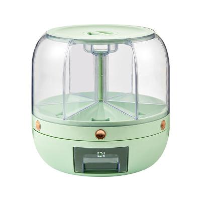 China Hot Selling Rotating Whole Storage Amazon Rice Dispenser 6-Grid Rice Bucket Grain Container Freshness Keeping With Lid Kitchen Container Box for sale