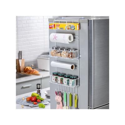 China 6 Tier Metal Fridge Side Storage Organizer Refrigerator Spice Rack Plastic Roll Storage Rack Viable Hanging Rack for sale