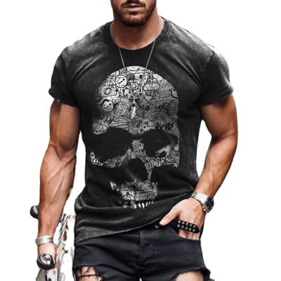 China 2021 New Trend Men's Plus Size Skull Print Short Sleeve T-shirt for sale