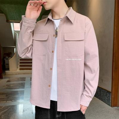 China 2021 autumn new style handsome casual loose men's long-sleeved jacket men's breathable shirt men's Korean version for sale