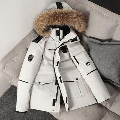 China Sustainable Machining Pockets Plus Velvet Padded Winter Jackets With Real Fur Collar Men's And Women's Down Jackets for sale