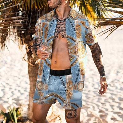 China Shorts Sleeve Summer Beach Shirt For Mens Shirt Loose Hawaiian Mens Shirts Print Suit for sale