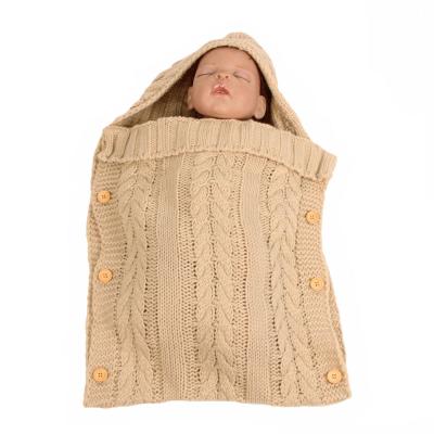 China Autumn And Winter Baby Wool Sleeping Bag Button Sleeping Bag Blanket Carriage Breathable Knitting Sleeping Bag for sale