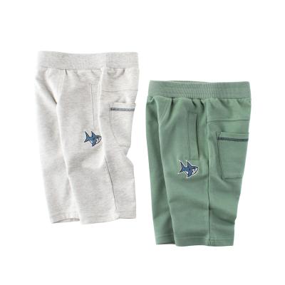 China 2021 Shark Embroidered Logo Cotton Children's Pants Baby Sweatpants Boys Cropped Pants Kids Shorts Viable for sale