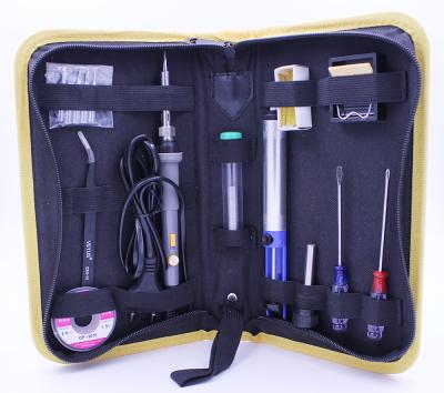 China Machine Repair Shops 60W 220V Temperature Adjustable Soldering Iron Kit 5pcs Tips Sucker Welding Iron Holder Tweezers Wire Bag Welding Repair Tool Kit for sale