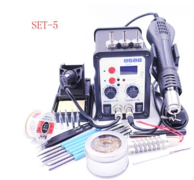 China Machinery Repairs Workshop 8586 220V 110V Thermostatic Electric Soldering Iron 2 in 1 Soldering Station Hot Air Gun with Iron Tip Solder Wire Tweezers Heater for sale