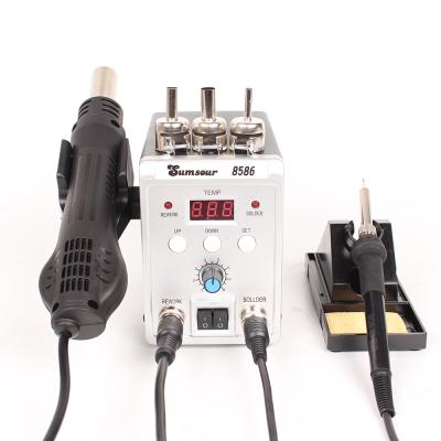 China Welding Machines Repair Shops New Part Number 8586 2-in-1 Electric Welding Irons Hot Air Heat Gun 760W SMD Rework Desoldering Welding Repair Tool Kit for sale