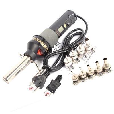 China Home Use 8018LCD 110V/220V 450W LCD Display Temperature Adjustable Air Gun Desoldering Hot Soldering Station with 9pcs Heat Air Nozzles for sale