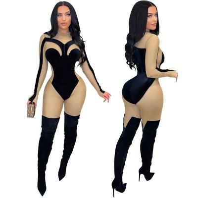 China YD9636 Anti-wrinkle long sleeve sexy velor one-piece outfit woman jumpsuit 2022 for sale