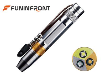 China Powerful Strong Light Stainless Steel Gem LED Flashlight with 3 Light Sources for sale