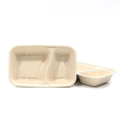 China Disposable Biodegradable Factory Price Send Free Sample 100% Biodegradable Food Packaging Box 2 Compartments for sale