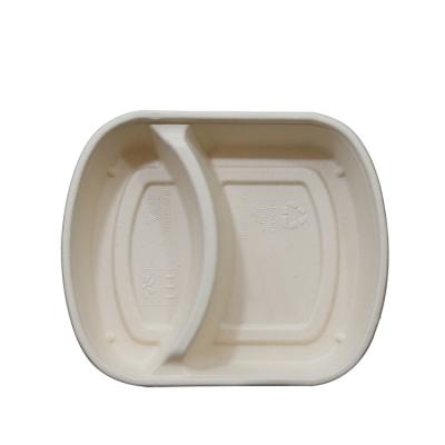 China 2 Compartment Food Containers 1100ml Traditional Leafproof Compostable Container For Restaurant Fast Food Using 2 Section Food Packaging for sale