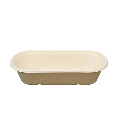 China Minimalist 27 oz 860 ml Oval Natural Bagasse Take Out Container Salad Box Compostable and Disposable Restaurantware for sale