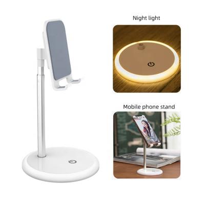 China Height Adjustable Aluminum Alloy Cell Phone Stand With Night Lamp Portable Flexible Adjustable Telescopic Bracket Mobile Phone Stand for sale