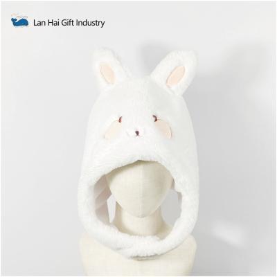 China Animal Design Cute Cartoon Rabbit Modeling Furry Plush Hat Autumn And Winter Warm Hat Plush Hearing Protection Hat for sale