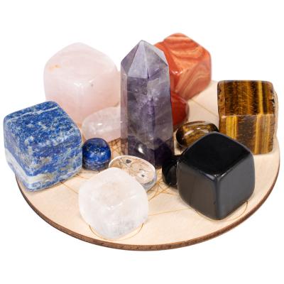 China China Wholesale Natural Amethyst Point Tumble Polished Crystal Stone With Chakra Board Set for sale