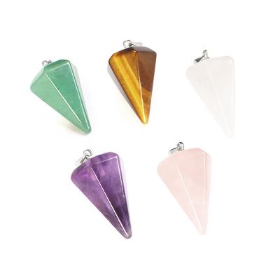 China China Amethyst Pink Crystal Necklaces Jewelry Hexagonal Pendulum Natural Gemstone Pendant Necklace For Girl for sale