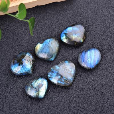 China China Natural Gemstone Crystal Hand Carving Labradorite Heart Shape Open Palm Stone For Decor for sale