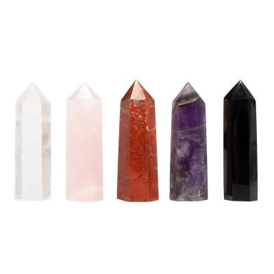 China China Crafts High Quality Decoupage Magic Wand Crystal Point Rose Quartz Tower Natural For Decoration for sale