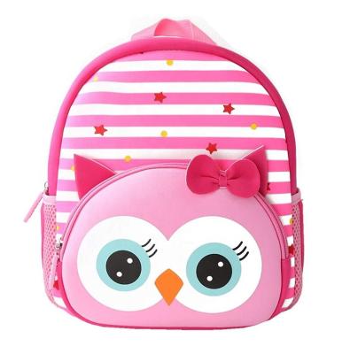 China Girls Waterproof Back Bags Cute 3D Cartoon Bird Neoprene Kindergarten School Bag Backpacks For School Children Waterproof Cotton Polyester for sale