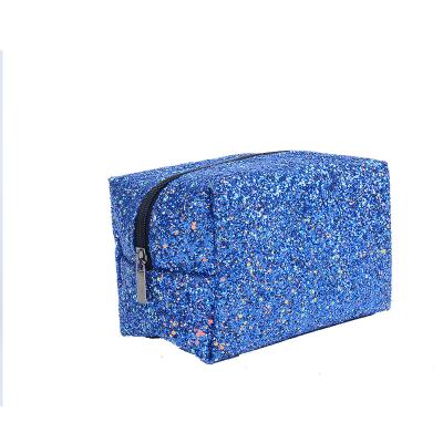 China Lady Eye-catching Elegant Designer Makeup Cosmetic Case Organizer Shiny Blue Pink Glitter Glitter Bag Travel Women for sale