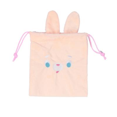 China Custom Cute Cute Plush Animal Drawstring Korean Style Embroidery Korean Style Shape Embroidery Cosmetic Bag Organizer Girls for sale