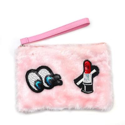 China Fashion Women Envelope Pink Clutch Purse Even Fluffy Purse for sale