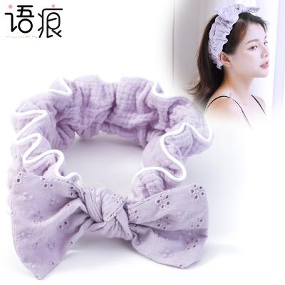 China Soft Belle Fabric Hair Ribbon Bow Hair Band Turban Bow Makeup Shower Headbands Headwrap for sale