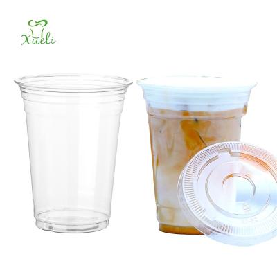 China Single Wall Disposable Plastic Cup 16oz Clear Plastic Cups With Dome Lid And Straw Clear PET Cups for sale