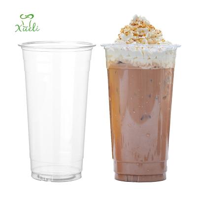 China 12 14 16 20 24 32 oz Boba Tea Cup Bubble Tea Cup Disposable Plastic Clear PET Disposable Cold Cups for sale