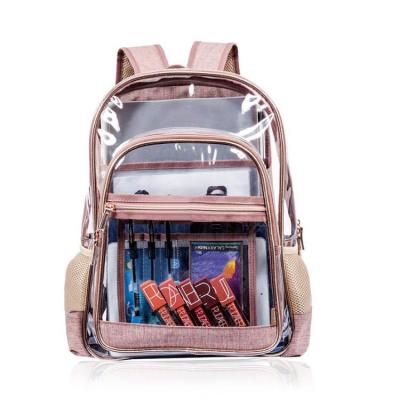 China High Quality Double Shoulder Bag School Backpack Transparent Zipper Shoulder Bag PVC Travel Bag for sale