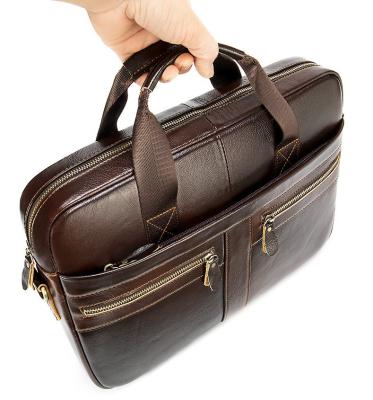 China Fashionable accept laptop genuine leather briefcase men bags office leather bags for men horizontal inclined cross briefcase bag for sale