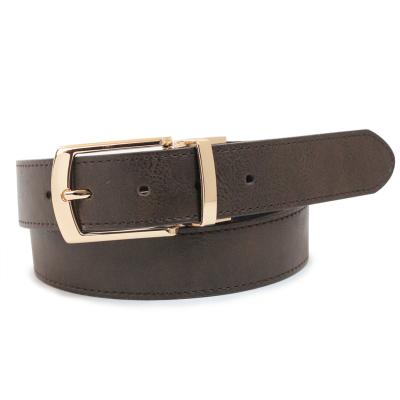 China Match With Pants 2021 Hot Double Sides PU Leather Reversible Belt For Men Blue And Brown Belt Turn Buckle Vintage Belt for sale