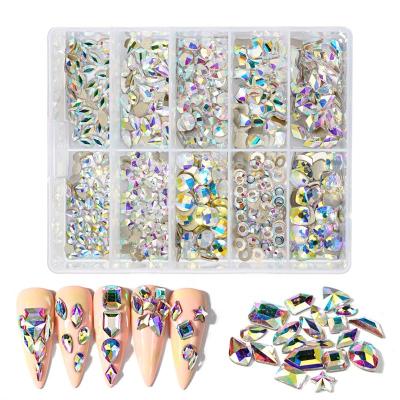 China Non nail hotfix bulk crystals box non color hotfix ab kit ab bulk rhinestone nail crystals box for sale