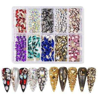 China Resin stones nail and nail beauty new nail decorations non fake crystal wholesale hotfix flat back stones and nail crystal wholesale for sale