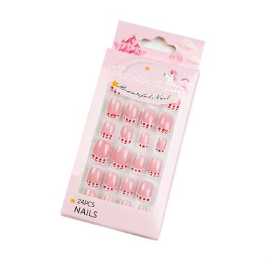 China Easy Apply Kids Nails Press On Kids 24pcs Nails Press On Bunnies Stars Cute Nail Tips Pregum Short Fake Colorful Nais For Lovely Kids Gifts for sale