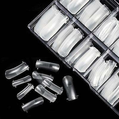 China Acrylic False Nail Tips Dual Forms 100Pcs Poly Gel Nail Forms Dual Forms Nail Builder Mold Clear Full Cover Acrylic False Nail Tips Dual Forms for sale