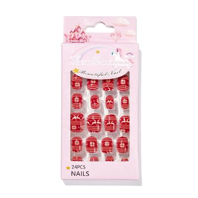 China Easy Apply Fake Nails For Kids Gel Nails New Kids Nails Deer Snow Christmas Press On False Fake Nails For Kids Gel Nails for sale