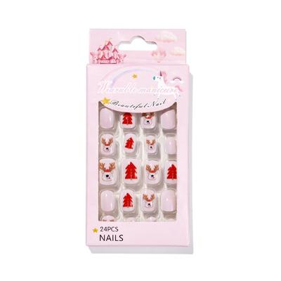 China Easy Apply Little Girls Press On Nails Amazon Kids Nails Hot Milu Deer Cartoon Lovely Pink Custom Kid Nails Kits Kids for sale